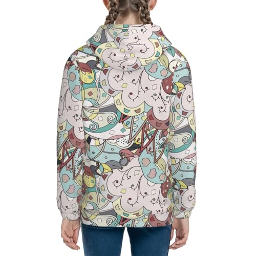 Ethnic Colorful Doodle Texture Kids Pullover Hoodies Boys Sweatshirts Girls Athletic Clothes with Pocket4