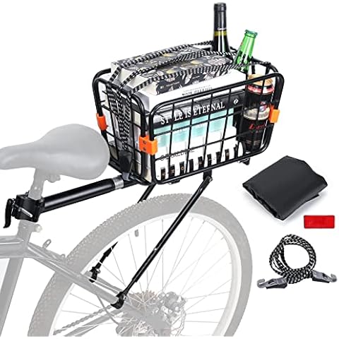 Bike Rear Rack with Basket and Accessories Cover