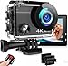 Action Cam 4K, videocamera subacquea da 20MP 50FPS Wi-Fi 40M con schermo touch screen IPS da 2", grandangolo Ultra HD 170°, telecomando, 2 batterie ricaricabili, kit di accessori
