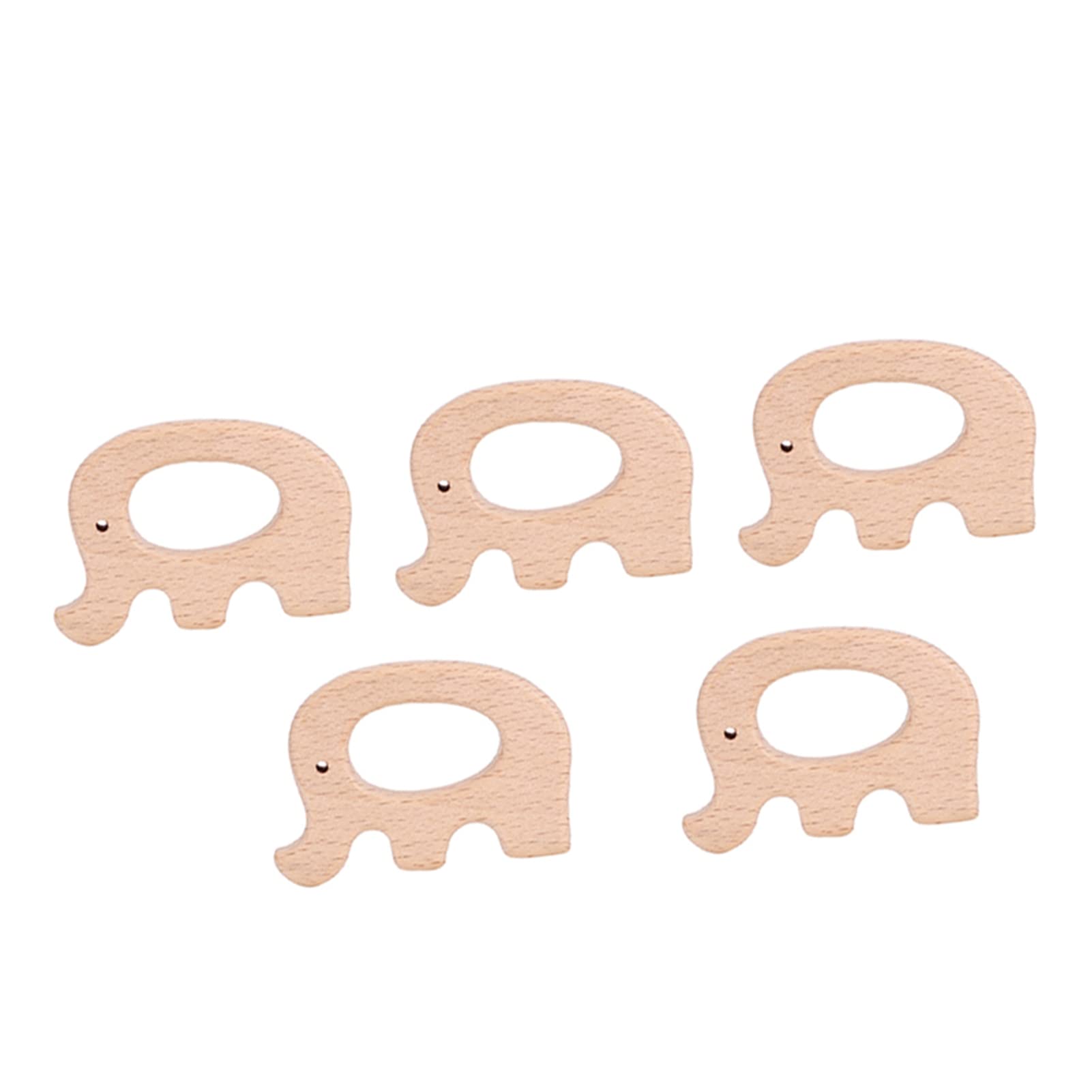 Wooden Teether, Animal Shaped Safe Natural Comfort Teething Toy Set for Infants Baby Shower DIY Sensory Play - Image 3