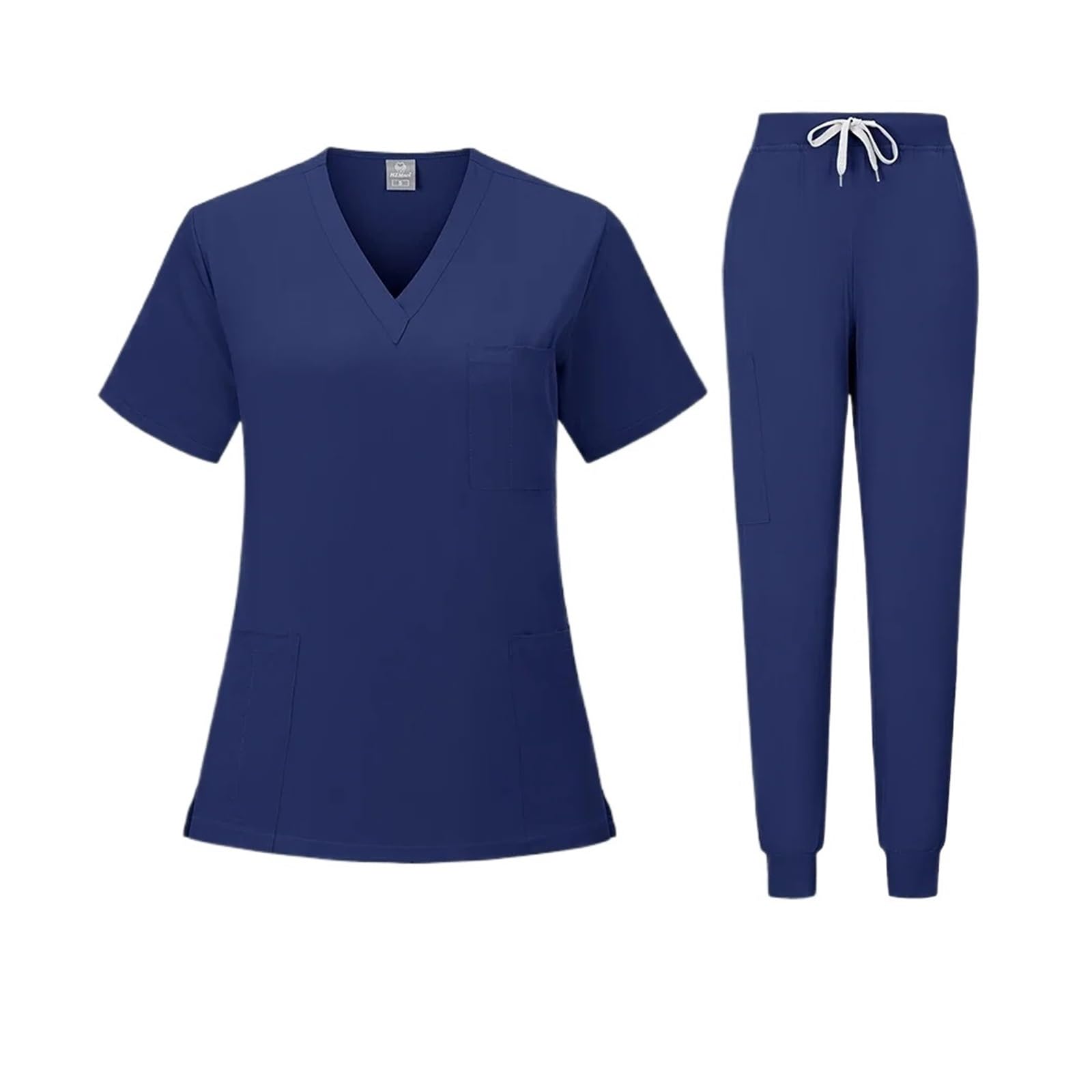 Scrub Uniforme Abito Manica Corta con Scollo A V Top + Pantaloni Jogger Set Infermieristica Donna Multicolor Pet Doctor Workwear