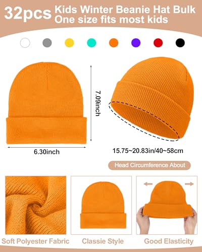 Image of JaGely 64 Pcs Kids Hats and Gloves Bulk Winter Beanies Hat Gloves for Toddler Boys Girls School Donation Wholesale
