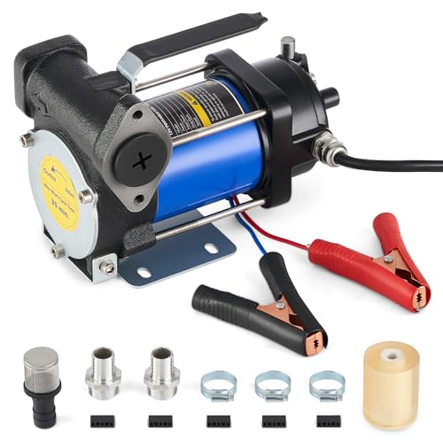 Orion Motor Tech 12 GPM Gasoline Transfer Pump, 12V Priming Electric Fuel Transfer Pump for Diesel Kerosene Light Fuels, Automatic Oil Transfer Pump with Overheat Protection Inner Bypass Valve
