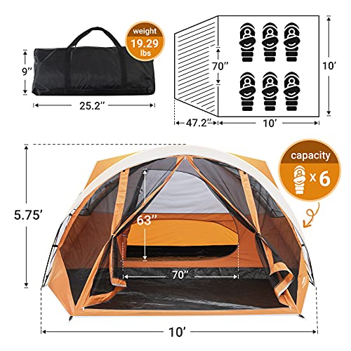 Asteroutdoor Camping Dome Tent 6 Person With Screen Room & Removable Rain Fly, Large Screen Room Porch, Waterproof, Easy Setup For Family Camping, Backpacking, Hiking, Adventure #TOP1