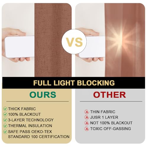 Image of PrinceDeco 100% Linen Blackout Curtains Extra Wide Thermal Insulated Door Curtain Grommet Top Curtain Drapes for Living Room /Sliding Glass Door,100 X 96 Curtains,Washed Spice