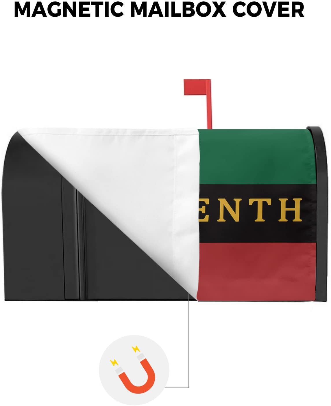 Custom Bed USA American Juneteenth Mailbox Cover Magnetic Standard Size 18x21 Inch Red Black Green Stripe Decorative Post Box Wrap Decor Garden Decoration Outdoor Mailbox Covers