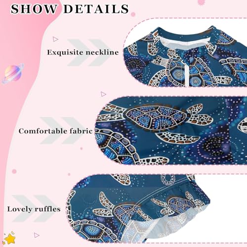 Vintage Sea Turtle Girls Long Sleeve Swimsuit UPF 50+ Rashguard Swimwear One Piece Bathing Suit for 3-12 212186724