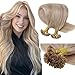 LaaVoo Fusion Extensions Ash Brown with Blonde UTip 22 Inch 50strands Remy Keratin Hair Extensions Straight Long Hair 50g Total