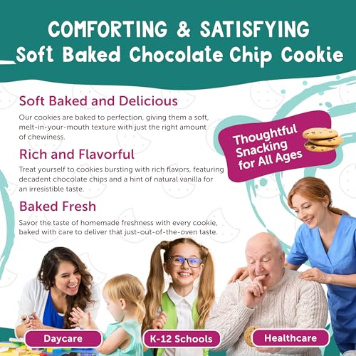 Image of Darlington Snacks Individually Wrapped Soft Baked Chocolate Chip Cookies, 100% Nut Free & Kosher Healthy Cookies, Made in USA, 1.4 Oz, 180 Count