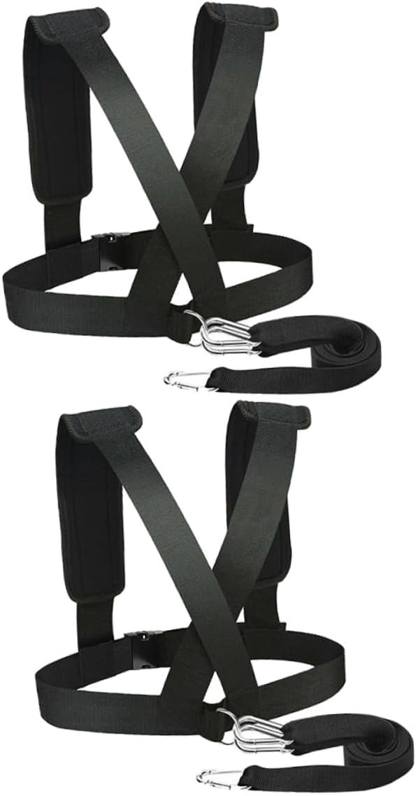 VOSAREA 2pcs Weight Bearing Shoulder Straps Sled Harness Fitness Training Belt with Padded Non Slip Straps for Running Strength and Resistance Workouts