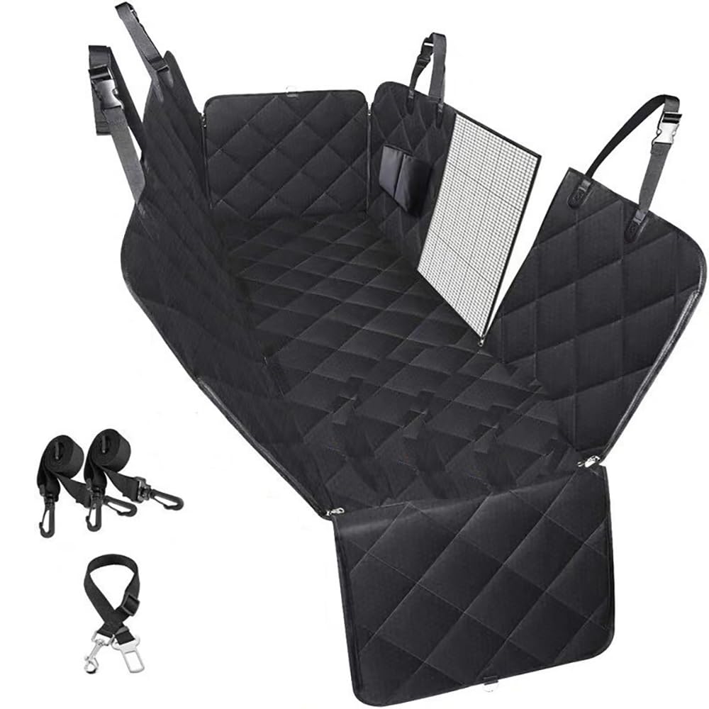Protector Asiento Coche Perro para BYD Seal 2023-2025 Sedan 5-Seater, Impermeable Antideslizante Asiento Trasero con Ventana de Malla y Bolsillos,All-Black Version