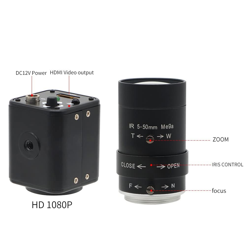 Microscope HDMI Live USB Video Recording Camera H_D 1080p 2 MP CMOS Digital Live Stream Cameras with Varifocal 5-50mm Manual IRIS CCTV Lens