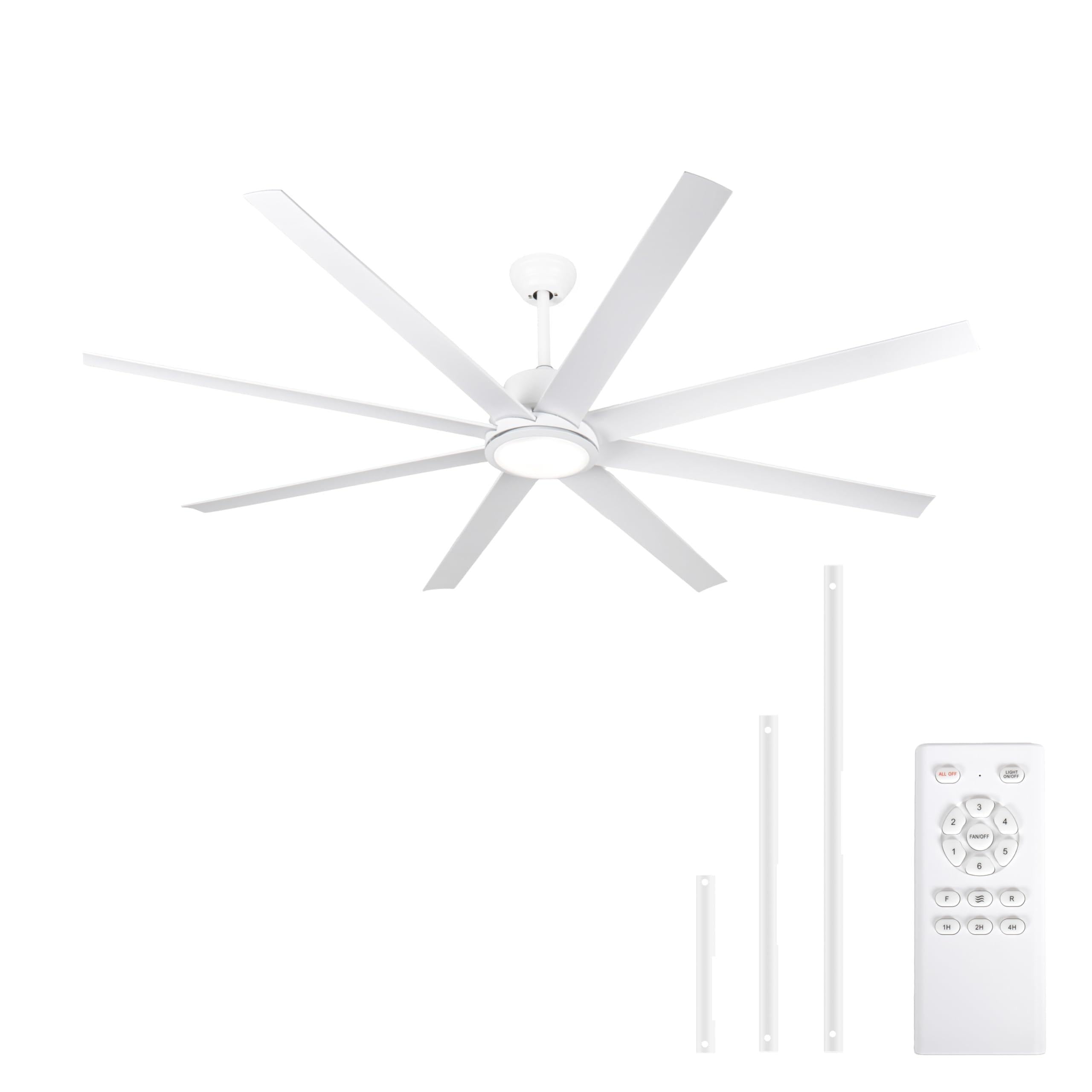 72 Inch Large Ceiling Fans with Lights and Remote Control 6 Wind Speeds LED Dimmable DC Reversible Modern