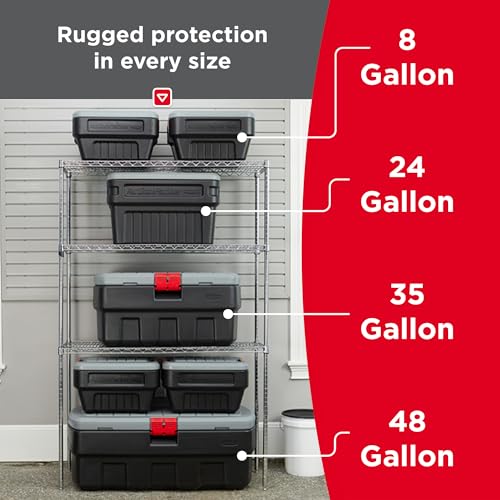 Image of Rubbermaid 48 Gallon Black Action Packer Lockable Latch Indoor and Outdoor Storage Box Container for Home, Garage, Backyard, Single