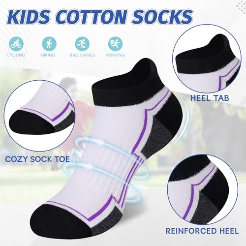Image of SeeyAN Kids Socks Boys Ankle Athletic Half Cushioned Low Cut Sport Cotton Breathable Socks 6 Pairs