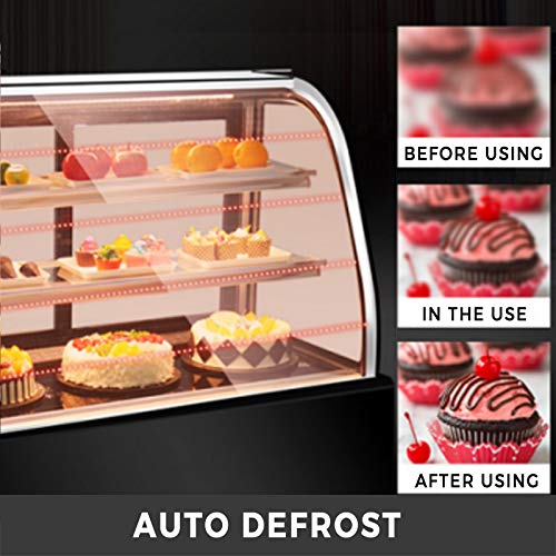 Image of VBENLEM 3.5cu.ft. Commercial Countertop Refrigerator 100L White Bakery Dairy Display Cooler Case with Automatic Defrost LED Lighting Suit for Cake Roaster Shop Cafe Use