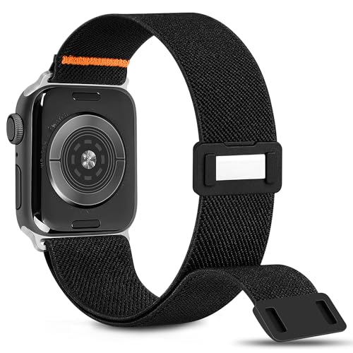 Image of Nylon Solo Loop Band Compatible with Apple Watch 40mm 41mm 42mm 38mm 44mm 45mm 46mm 49mm Women Men, Elastic Magnetic Clasp Stretchy Sport Strap for iWatch Series SE 11 10 9 8 7 6 Ultra