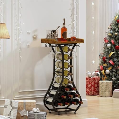 Soporte de vino de pie con mesa y colgador para copas miniatura 1