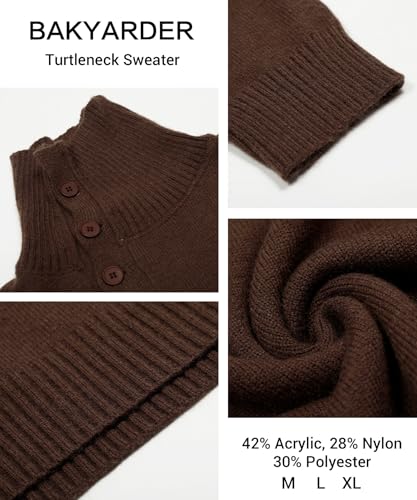 Unisex Vintage Button Mock Neck Sweater, Solid Color Knit Pullover with Turn Down Collar3