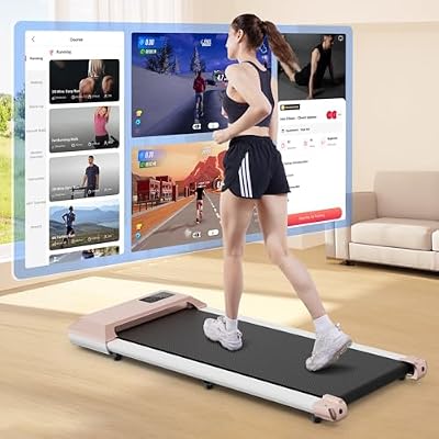 DeerRun 2.5 HP Under Desk Treadmill 6% Manual Incline 0.6 3.8 MPH 300 lb Capacity Quiet Portable Walking Pad for Home Office Includes App and Remote Control