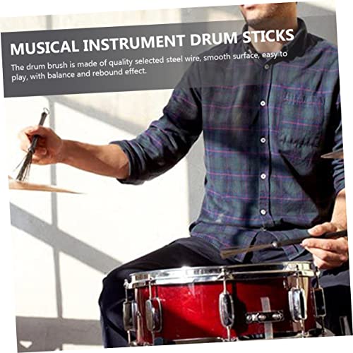 1 set de baquetas de arce y cepillos de alambre para batería, ligeros y portátiles, para niños, niñas y adultos, para música jazz y rock miniatura 2