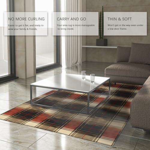 Tapis traditionnelle à carreaux rétro lavable de taille 100x150 cm - 4