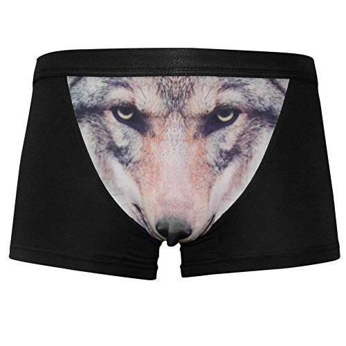 sandbank Men’s Boxer brief Breathable Modal Underwear 3D Wolf Boxers Trunk