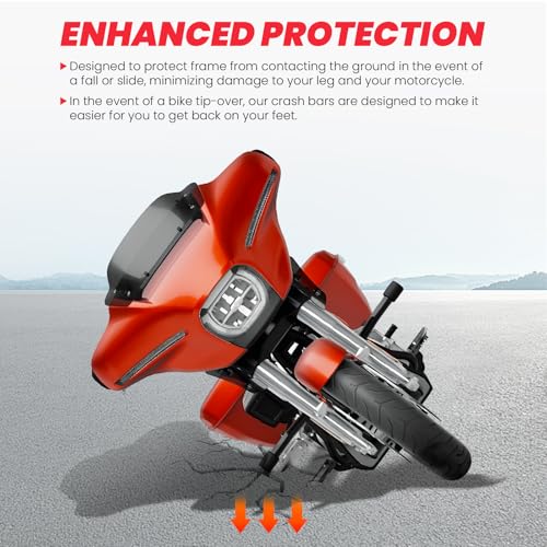 Image of 2014-2026 Flat Out Engine Guard Crash Bar compatible with Harley Davidson Touring Street Road Glide Road King Electra Glide Ultra Limited, Gloss Black Motorcycle Bumper
