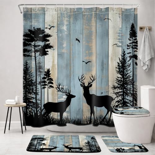 MYUSRE Rustic Forest Cabin Shower Set