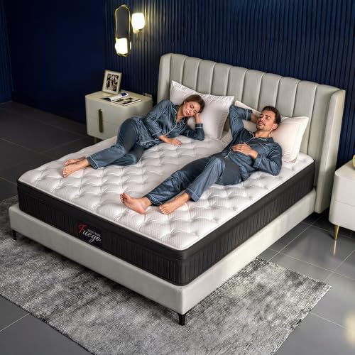 Image of Juego 14 Inch King Size Mattress,Cooling Hybrid Mattress for All Sleepers | Medium Firm Memory Foam & Individual Pocket Springs for Improve Sleep & Pressure Relief, Breathable & Skin-Friendly Cotton