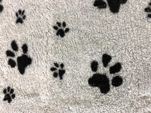 elropet Hundematte vetbed für kleine Hunde & große Hunde/Premium 22mm hohe Qualitätsstufe/Hundedecke S/M/L (Hellgrau + Schwarze Pfote, S 80cm X 50cm)