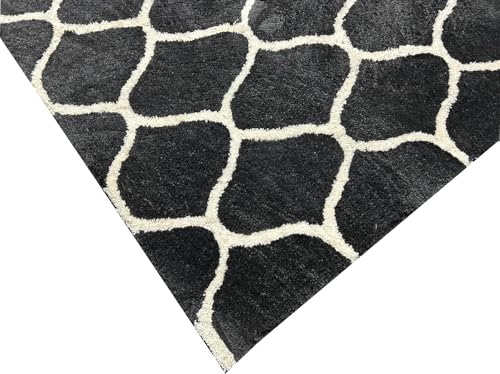 Image of Naze Modern Geometric Area Rug, Shag Texture, Multi-Colour Pattern with Extra Softness and Smooth, Silky Feel, for Living Room Carpet, Etc.clr- Gery M I,1, Size 2x6 feet