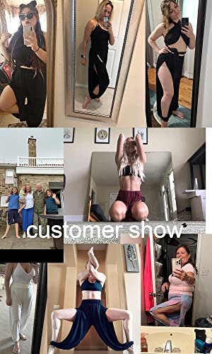 Pacbreeze Women's Yoga Harem Pants Side Slit Joggers Active Workout Sweatpants Beach Cover-Up Pants(Black, Large) #TOP4