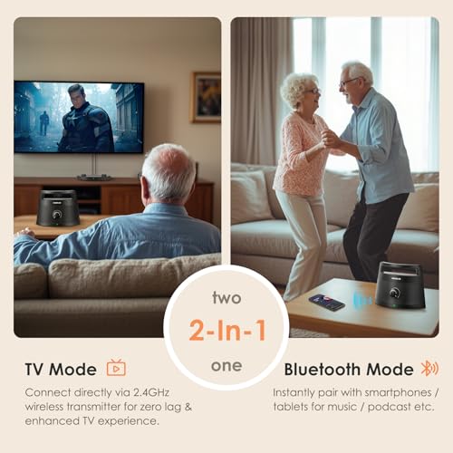 Image of SIMOLIO Wireless Speakers for TV for Seniors, Portable Bluetooth Speaker