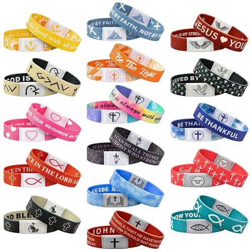 EYxsaxenk NFC Bible Verse Bracelet Set - 16Pcs Colorful Religious Daily Bible Verse Nfc Bracelets Inspirational Christian Friendship Accessory Men Women Adult Teen Birthday Jewelry Gift Party Supplies