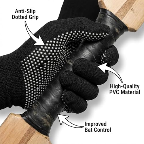 ZYNEX WEAR PVC DOTED Cotton Batting Gloves Black - Image 6