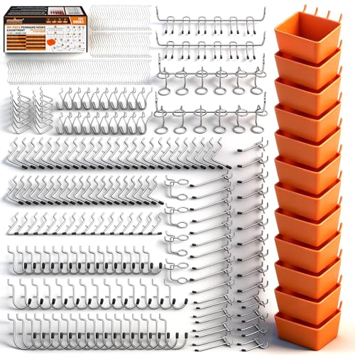HORUSDY 309 PCS Pegboard Hooks Assortment Kit – 17 Types