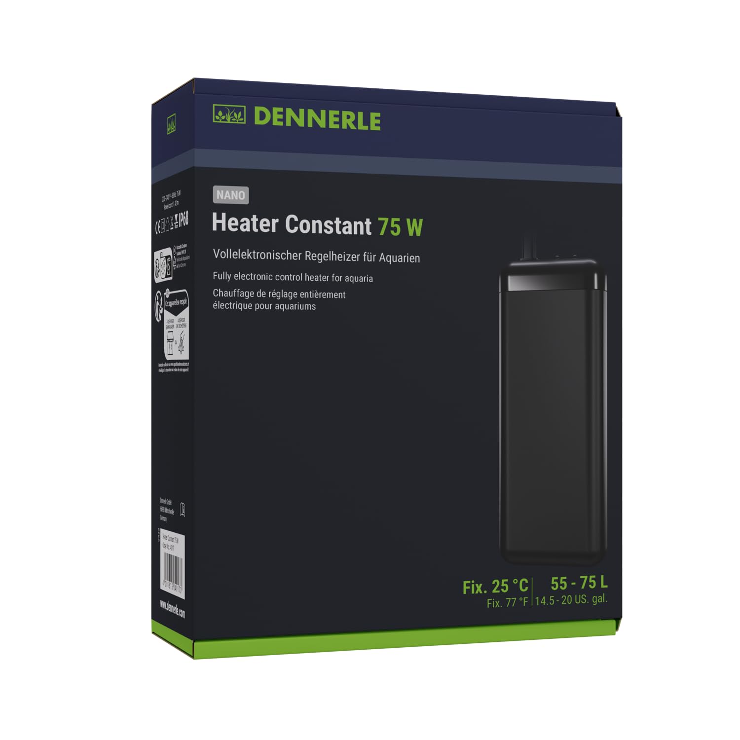 Dennerle Nano Heater Constant 75 W - w 100% elektroniczna, regulowana grza³ka do akwariów o pojemno¶ci od 55 do 70 litrów