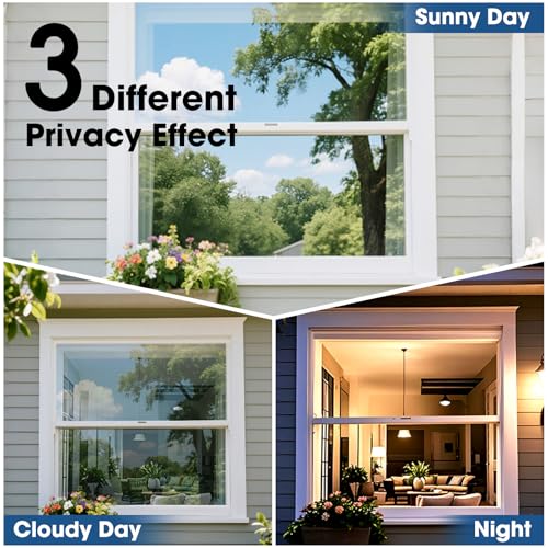 Image of Coavas One Way Privacy Window Film, Sun Blocking Reflective Window Film See Out Not in, Heat Control Window Tint for Home, Anti UV Static Cling for Windows Office Door (Green, 23.6 Inch X 6.5 Feet)