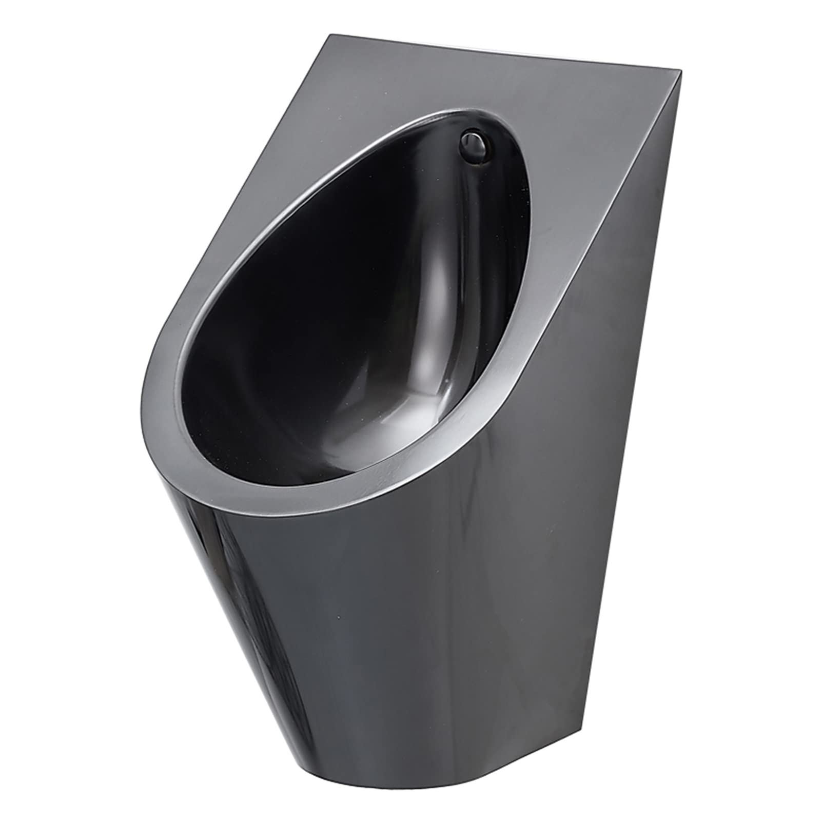 OTQEFTN Black Stainless Steel Urinal, Wall-Mounted Automatic Flushing Urinal, Urinal Set with High-Efficiency Flushing Valve, Smart Non-Contact Drainage Urinal