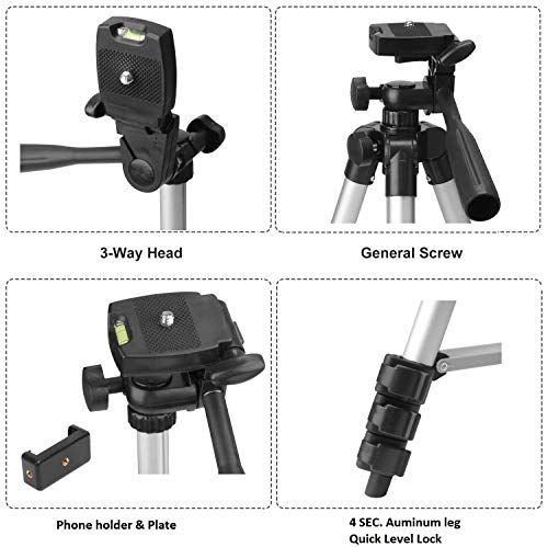 Image of Photron STEDY 350 Tripod with Mobile Holder for Smart Phone, Compact Camera, Mobile Phone | Maximum Operating Height: 1050mm | Weight Load Capacity: 2kg | 4-Tube Section, Case Included [NOT for DSLR]