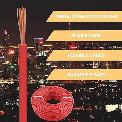 Image of KLICK Copper Wire with Triple Layer PVC Coating, Single Core Flexible Electric Cable for Domestic & Industrial Connections (1.0 mm, 90m Long, Red, 5 Pcs),KLKW05 5
