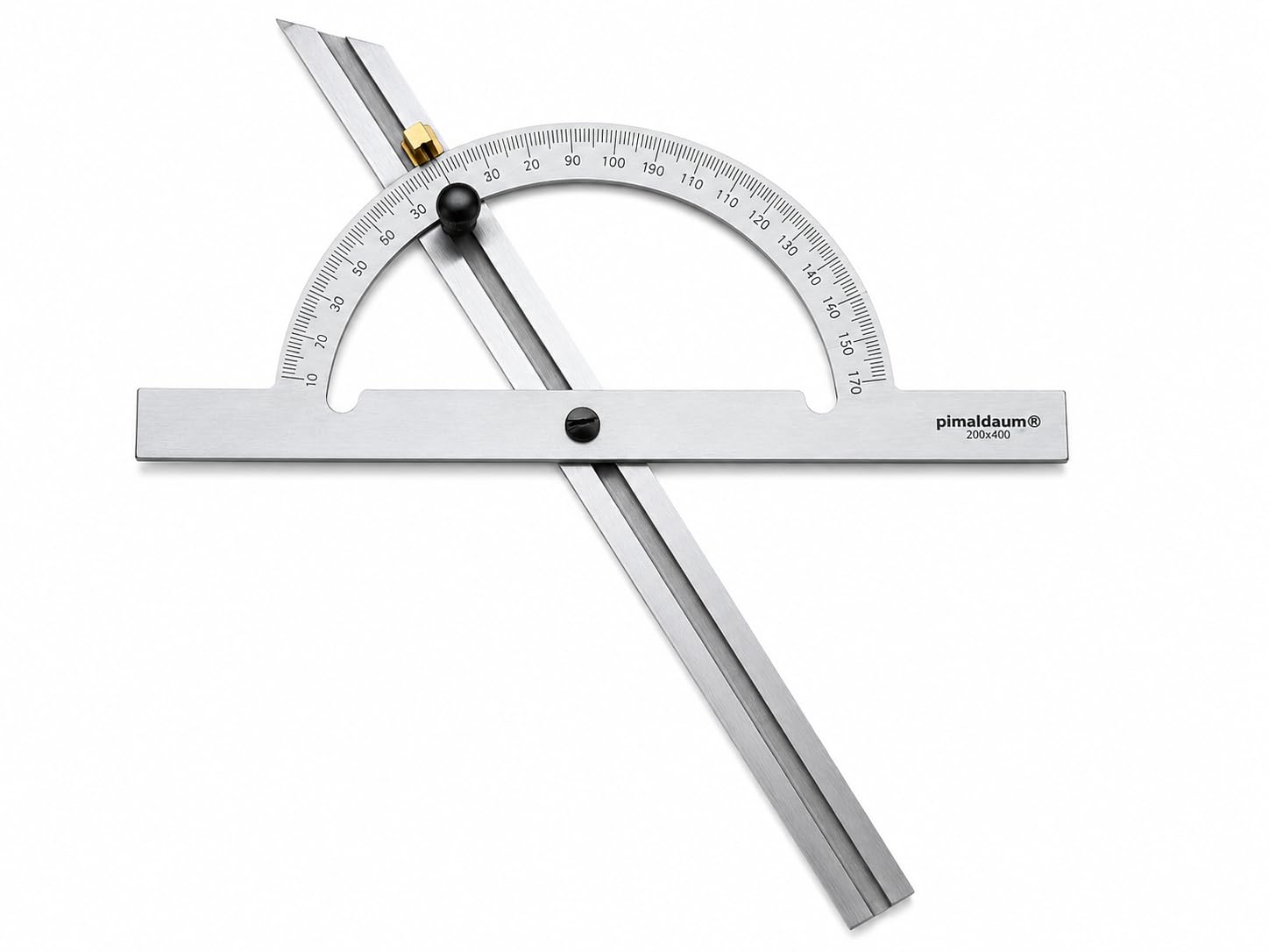 Rapporteur d'angle professionnel avec règle réglable métal 200×400mm | Mesure 10-170°, Traçage précis des angles, 1 pièce