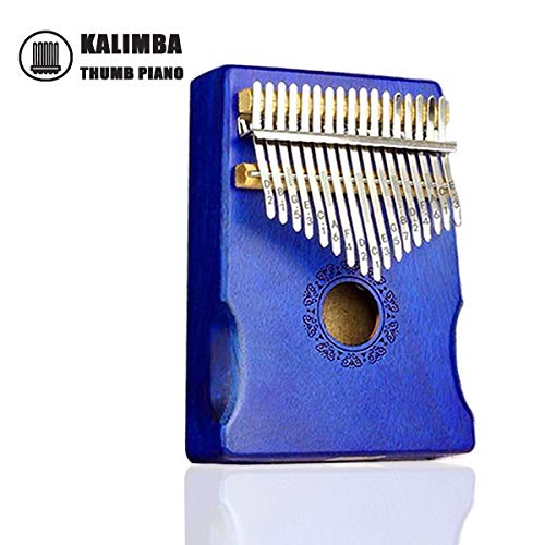 Kalimba 17 Teclas Kalimbas Portátil Marimba Madera Maciza Finger Piano Pulgar para Piano Para Niños Adultos Principiantes,Azul