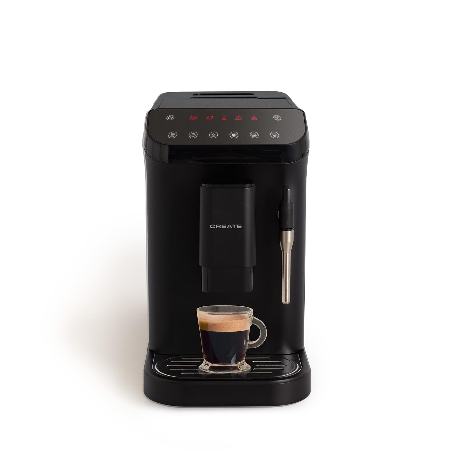 CREATE / THERA MATIC TOUCH/Cafetera superautomática negra / 20 bar, tanque de 1,5l, depósito para granos de café de 180g, brazo vaporizador, panel de control táctil, función autolimpieza, 1350W