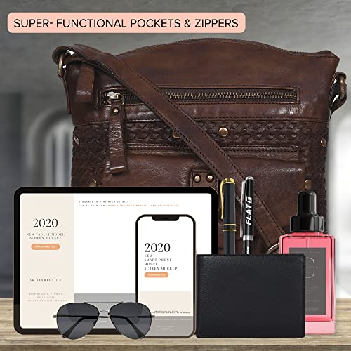 Real Leather Crossbody Purses For Women -Medium Size Flap Pocket Adjustable Strap, Soft Leather Women's Shoulder Handbags #TOP4