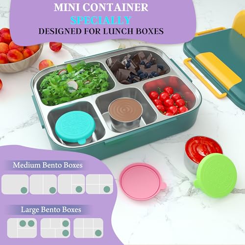 Image of 6x1.6 Oz Salad Dressing Containers With Lids, Small Leakproof Reusable Stainless Steel Salad Dressing Container To Go For Lunch Boxes,Sauce containers, Picnics,Travel Meal Prep And Kitchen Storage.