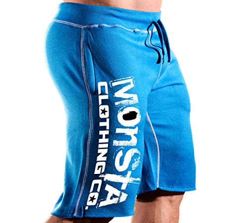 Monsta Clothing Co. Men's Workout (Monsta-Sig31) Gym Sweat Shorts (G:BL-A:WT/BK)