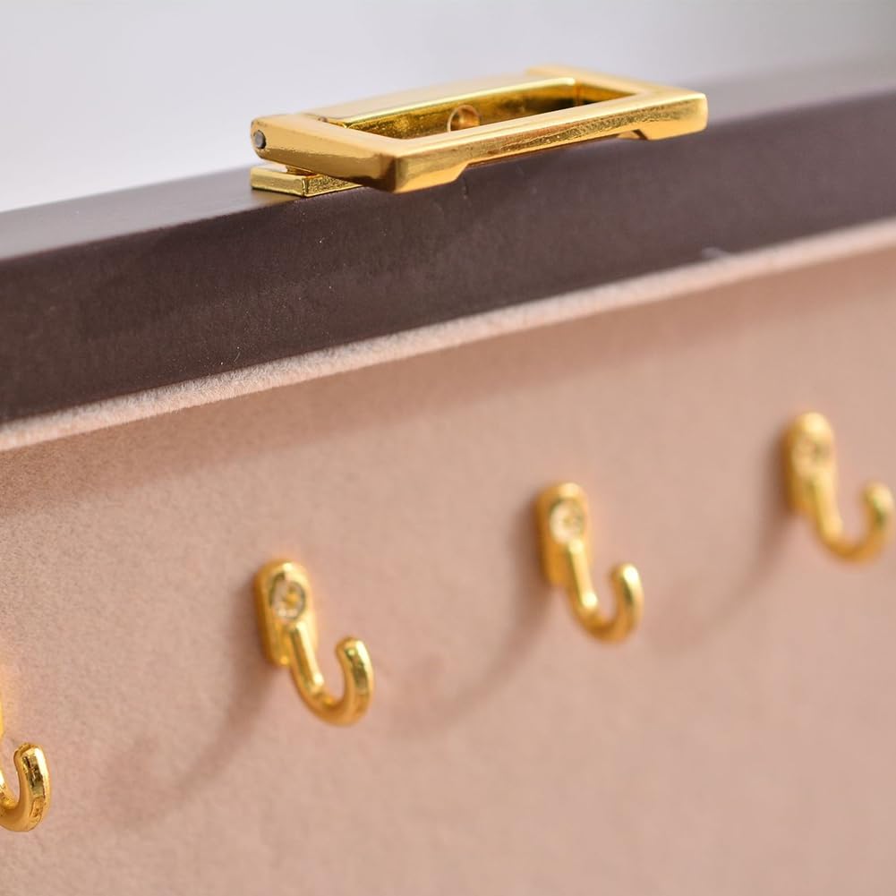 Schmuckaufbewahrungsbox Aus Massivholz mit Schnalle, Schmuckschatulle mit Klappdeckel und Mehreren Fächern, Schmuckaufbewahrungsbox mit Fächern