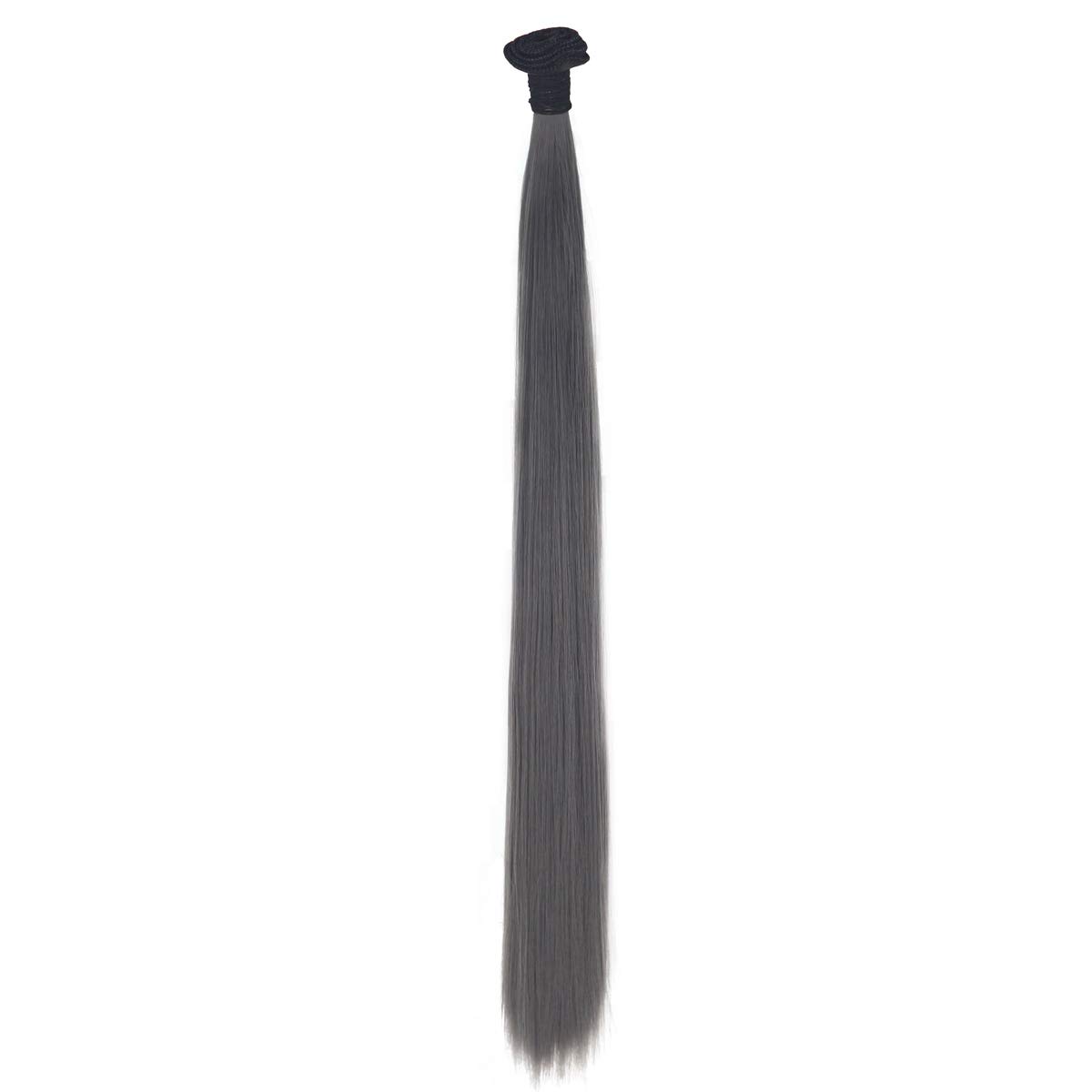 Miss U Hair Unisex Women 20Inch 110g Synthetic Long Straight Hair Extensions Weft DIY Doll Hair Material (Dark grey)